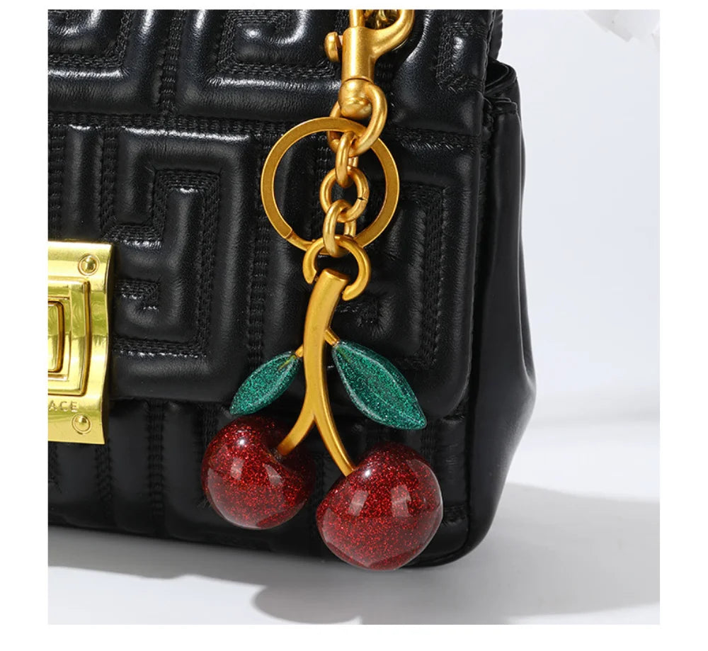 Glossy Cherry Keychain Bag Charm