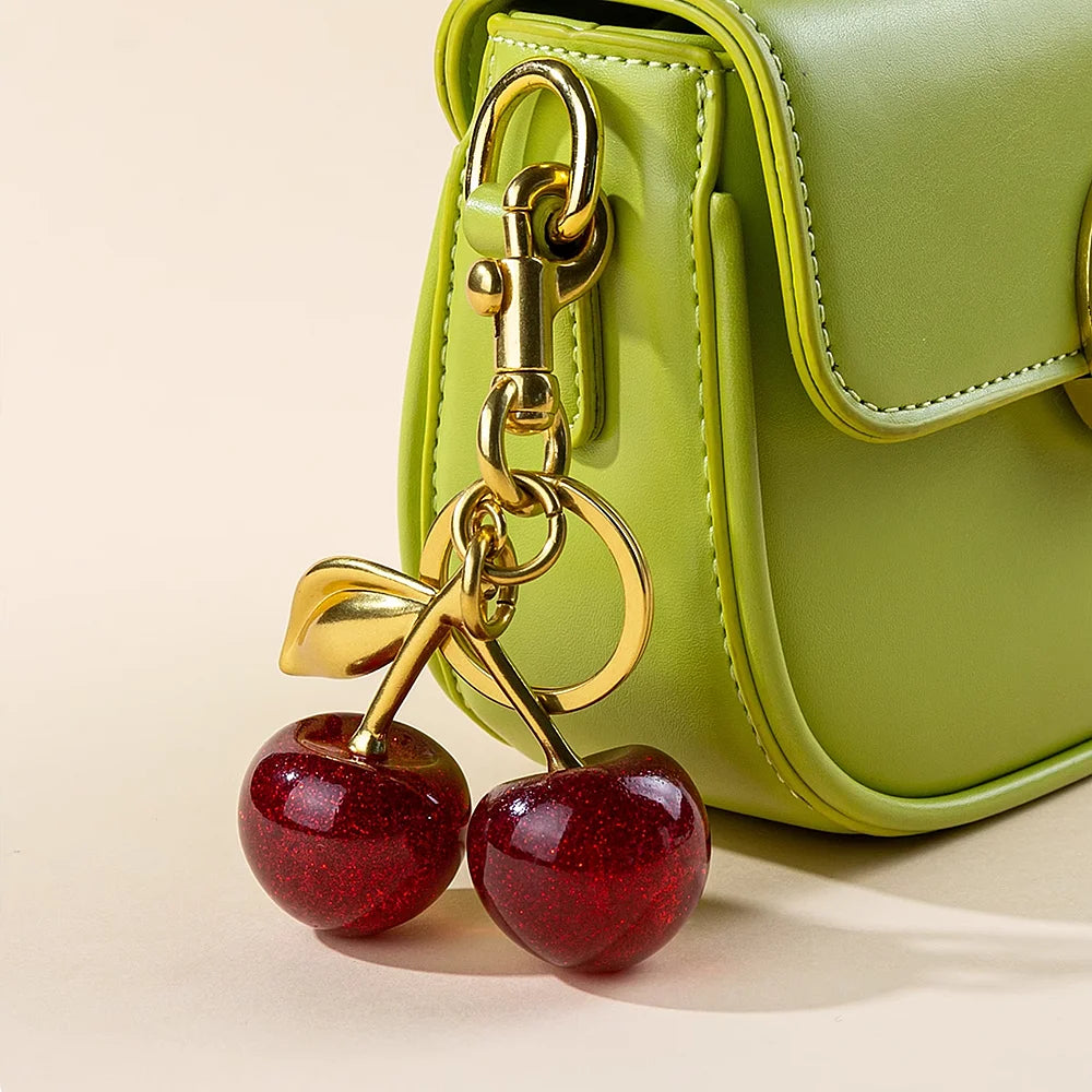 Glossy Cherry Keychain Bag Charm