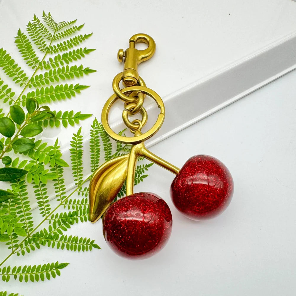 Glossy Cherry Keychain Bag Charm
