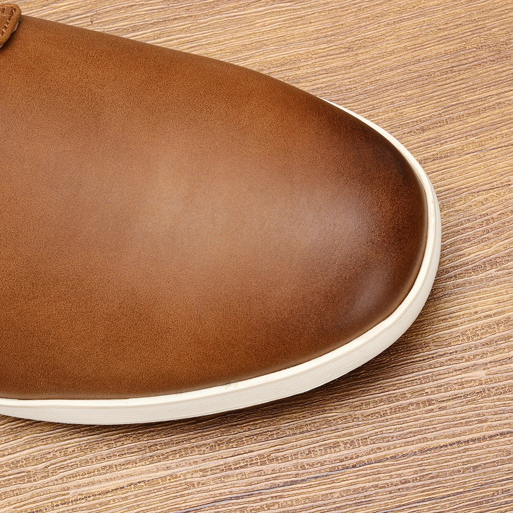 Men's Casual Leather Sneakers with Flexible Sole