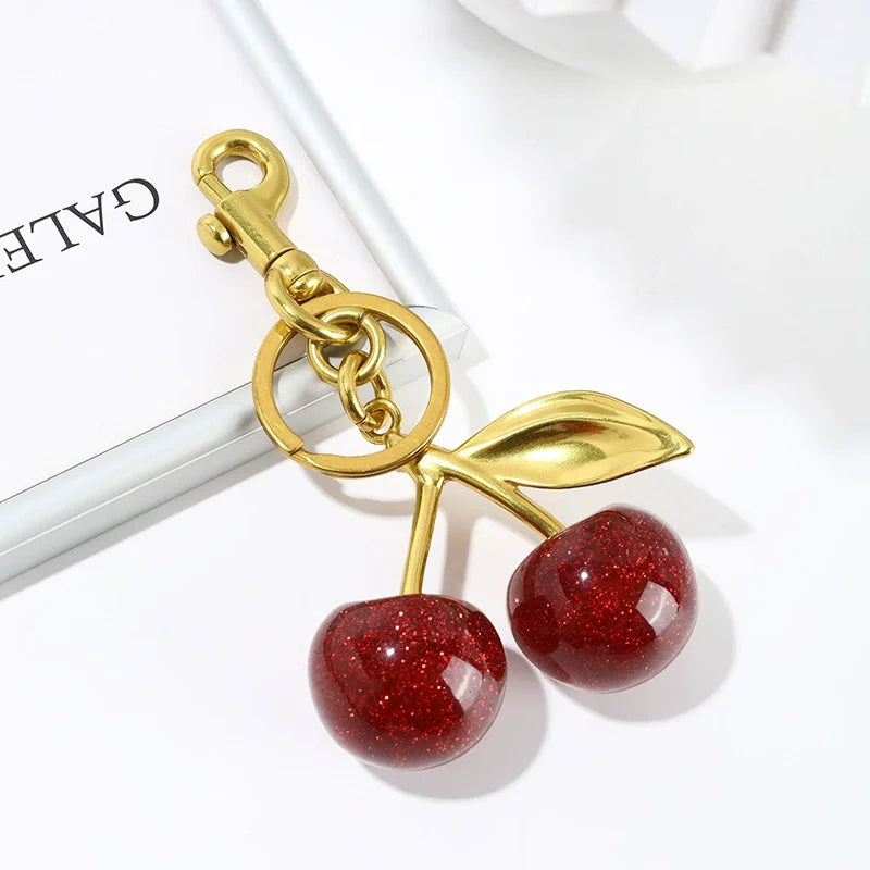 Glossy Cherry Keychain Bag Charm